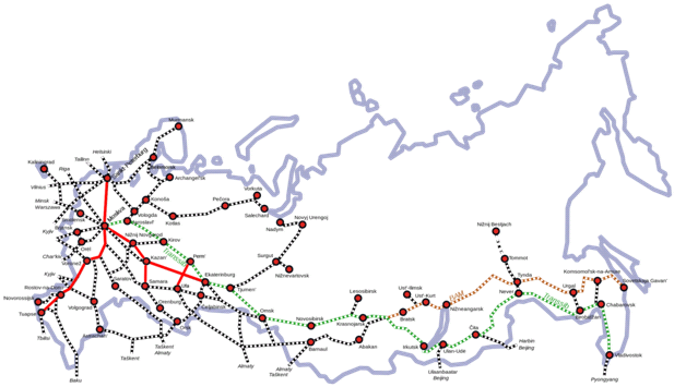 نقشه خط ریلی ایران و روسیه